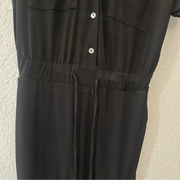 Brigette Brianna M Black Wrinkle-Free Jumpsuit Button-Down Elastic Waist Pockets - Picture 6 of 13